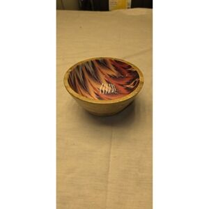Mesa Inspired Living Mango Wood Printed Bowls Colorful Zigzag Design
